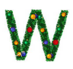 Christmas alphabet isolated on a white background - W