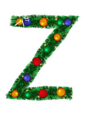 Christmas alphabet isolated on a white background - Z