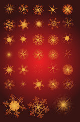golden snowflakes vector