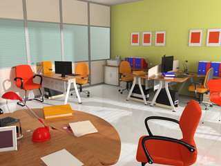 Modern interior with furniture for office