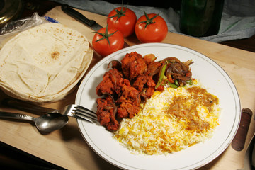 indian biryani food with chicken masala