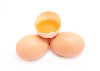 fresh eggs isolated on white