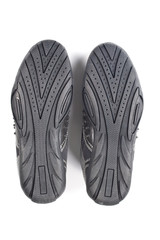 Black jogging shoes on a white background