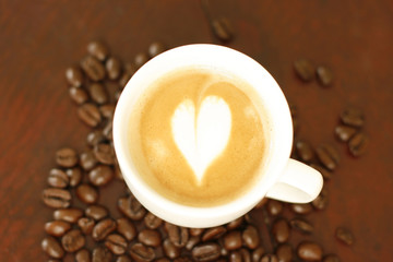 Heart in a coffee cup