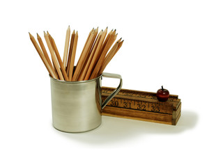 Set of wooden pencils used for drawing