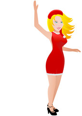 Fille du père Noël saluant (détouré)