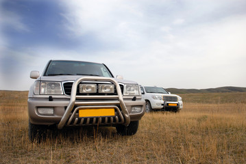 land cruiser in steppe
