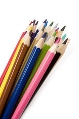 Fototapeta premium Coloured drawing pencils isolated on a white studio background.