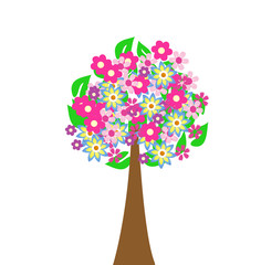 Abstract tree with flowers vector illustration