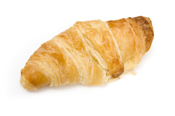 Croissant isolated on a white studio background.