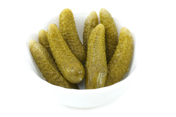 Cucumber pickles isolated on white.