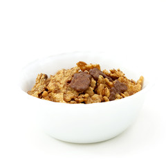 Delicious cereals in a white bowl