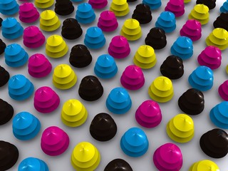 CMYK christmas tree. 3D firtree