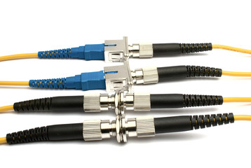 Glass fibre connected on a white background it is isolated