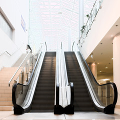 Empty escalator in office centre
