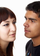 Man and woman. Loving couple on a white background.