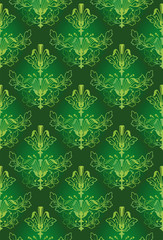 Damask Seamless Pattern Background - Green texture