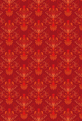 Damask Seamless Pattern Background - Red texture