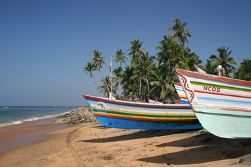 Fototapeta na wymiar coloured boats