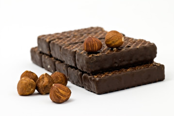 Background of chocolate cookies with nuts