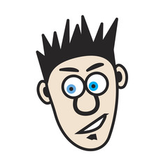 Illustration of a young cartoon man that has spiked hair
