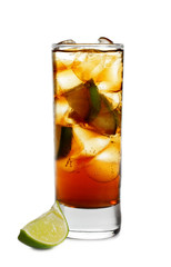 Cocktail - Cognac with Lime in Highball Glass