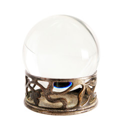 Crystal ball on stand isolated on white
