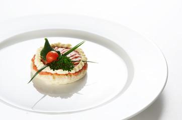 Single snack on white dish