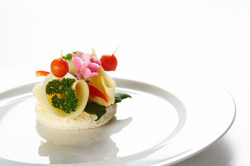 Single snack on white dish