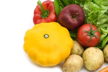 fresh vegetables on white background