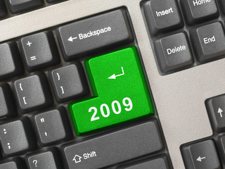 Computer keyboard with 2009 key, business concept