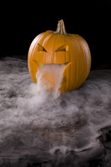 Jack-o-Lantern with mist pouring from it's mouth