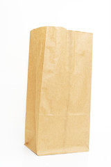 open brown bag isolated against white background
