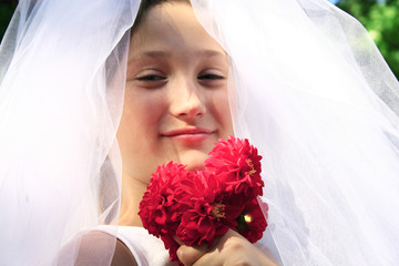 Teen wearing a veil