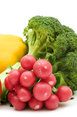 red radish on the vegetables background