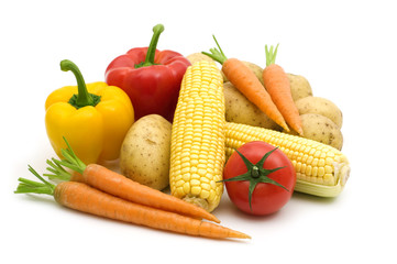 fresh vegetables on white background