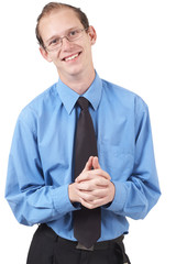 Young successful businessman wearing office clothes. Isolated