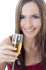 Woman with glass of champagne
