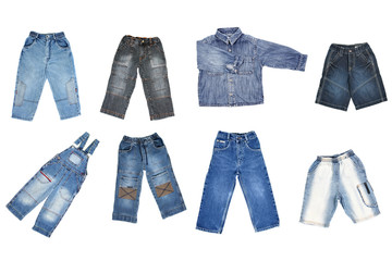 Jeans children's wear isolated over white background