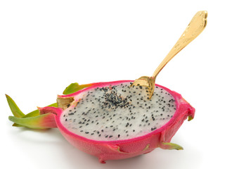 half of dragon fruit on white background