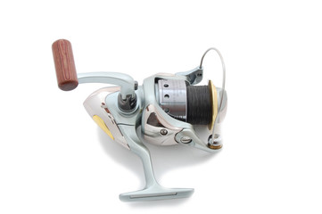 spinning reel isolated on a white.