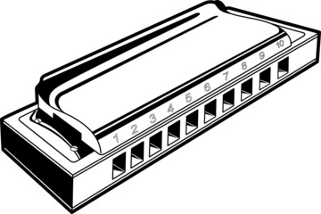 Harmonica in black and white lines