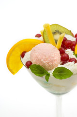 fruits dessert on white background