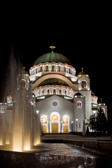 Temple of Saint Sava by night