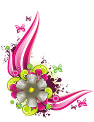 vector fantasy flower and butterfly illustration