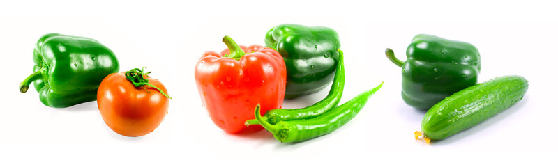 collection vegetables isolated on white background