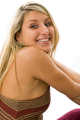 Fototapeta premium Isolated portrait of beautiful blonde girl.
