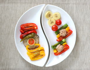 Healthy colorful platter with assorted vegetables