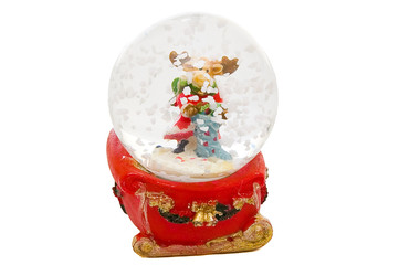 Snow globe - Christmas souvenir, deer, isolated on white
