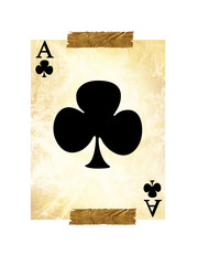 old playing card on a white background